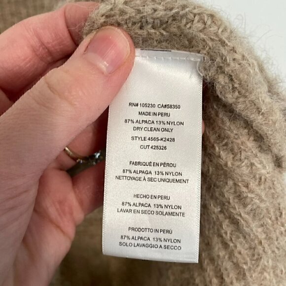 JOIE Arne Sleeveless Sweater Tan Brown Fuzzy Chunky Knit ALPACA Blend Pullover - Picture 10 of 13